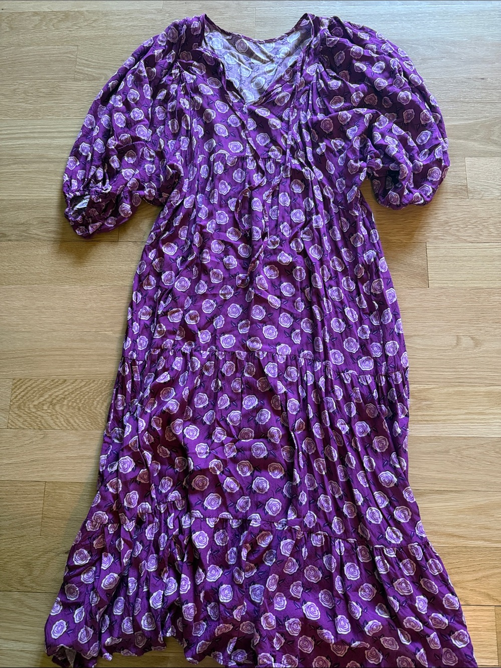 Purple Floral Tiered Maxi Dress